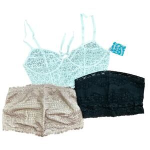 Free People 3 Piece Bundle Camila and Scallop Bandeaus LeLe Longline Bras SZ XS
